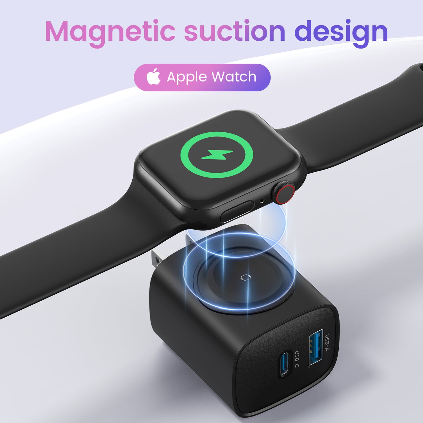 3-In-1 20W Fast Charger:Powerful Magnetic Charging for Apple Watch + USB-C&USB-A Ports | Compact 3-Device Charging Block for iPhone 16/15, iWatch Ultra/9/8/7/6
