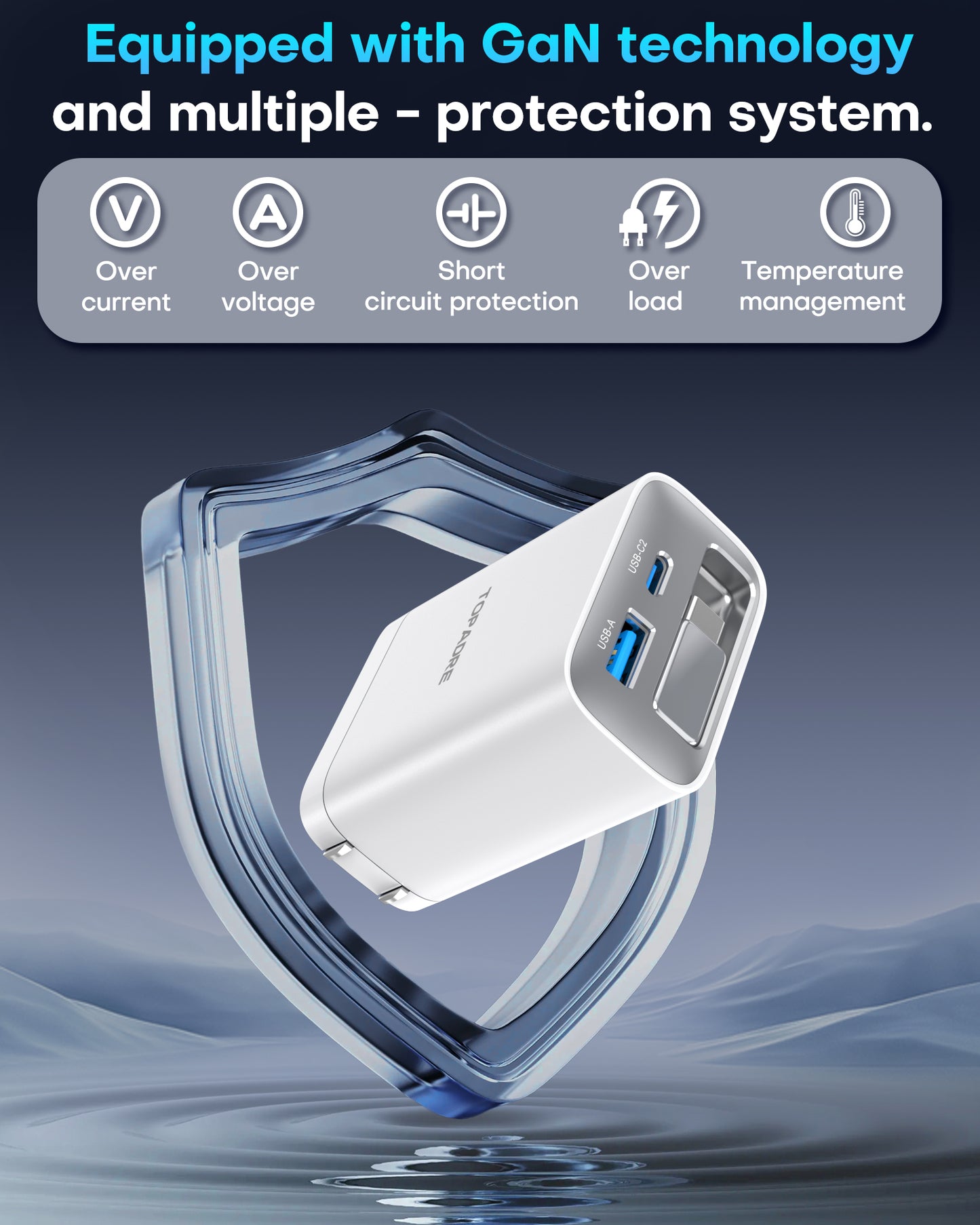 3 in 1 GaN Charger 65W Fast Charging Type C Retractable Wall Foldable Plug for iPhone Samsung Galaxy iPad MacBook Travel Friendly Compact Safe Tech Gift
