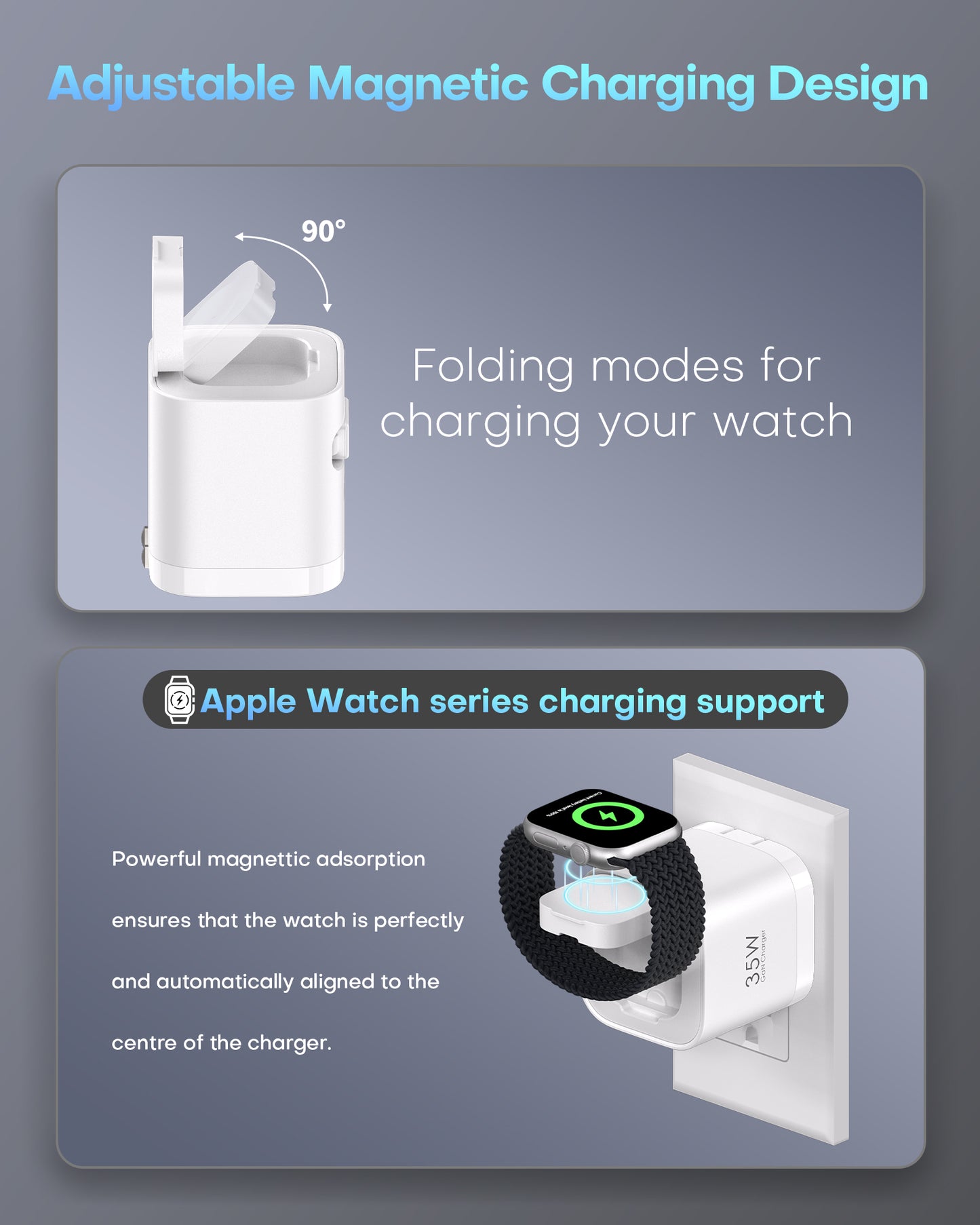 35W Retractable Wall Charger with Cables, 3-Port for applewatch Charger USB-C with Fast Charging for applewatch 10/9/8, for i Pad Pro, for i Phone 16/15/14 Pro Max Series, Galaxy and More, White