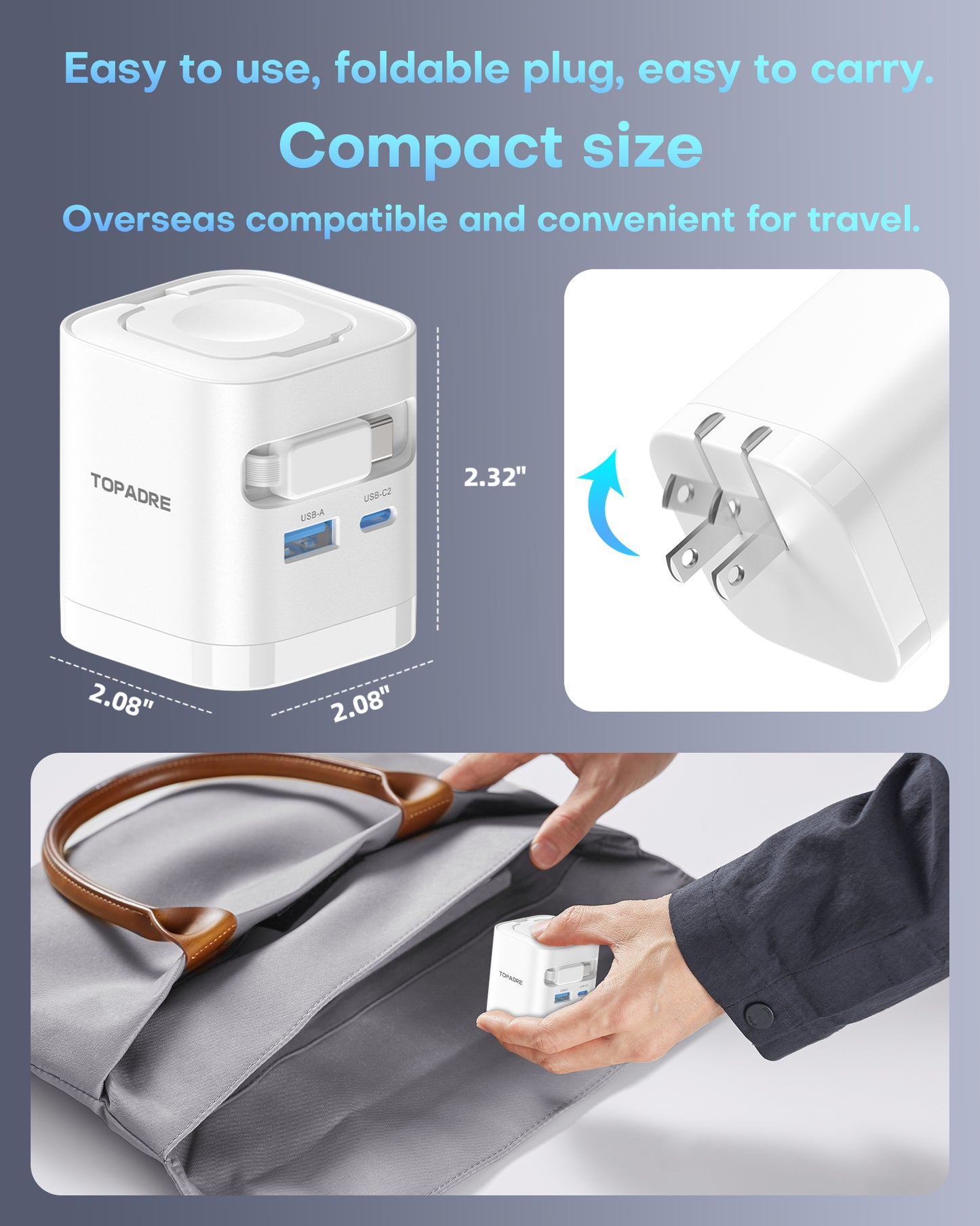 65W Retractable Wall Charger with Cables, 4-Port for Apple Watch Charger USB-C with Fast Charging for Apple Watch 10/9/8, for Macbook/iPad Pro, for iPhone 16/15 Series, Galaxy and More, White