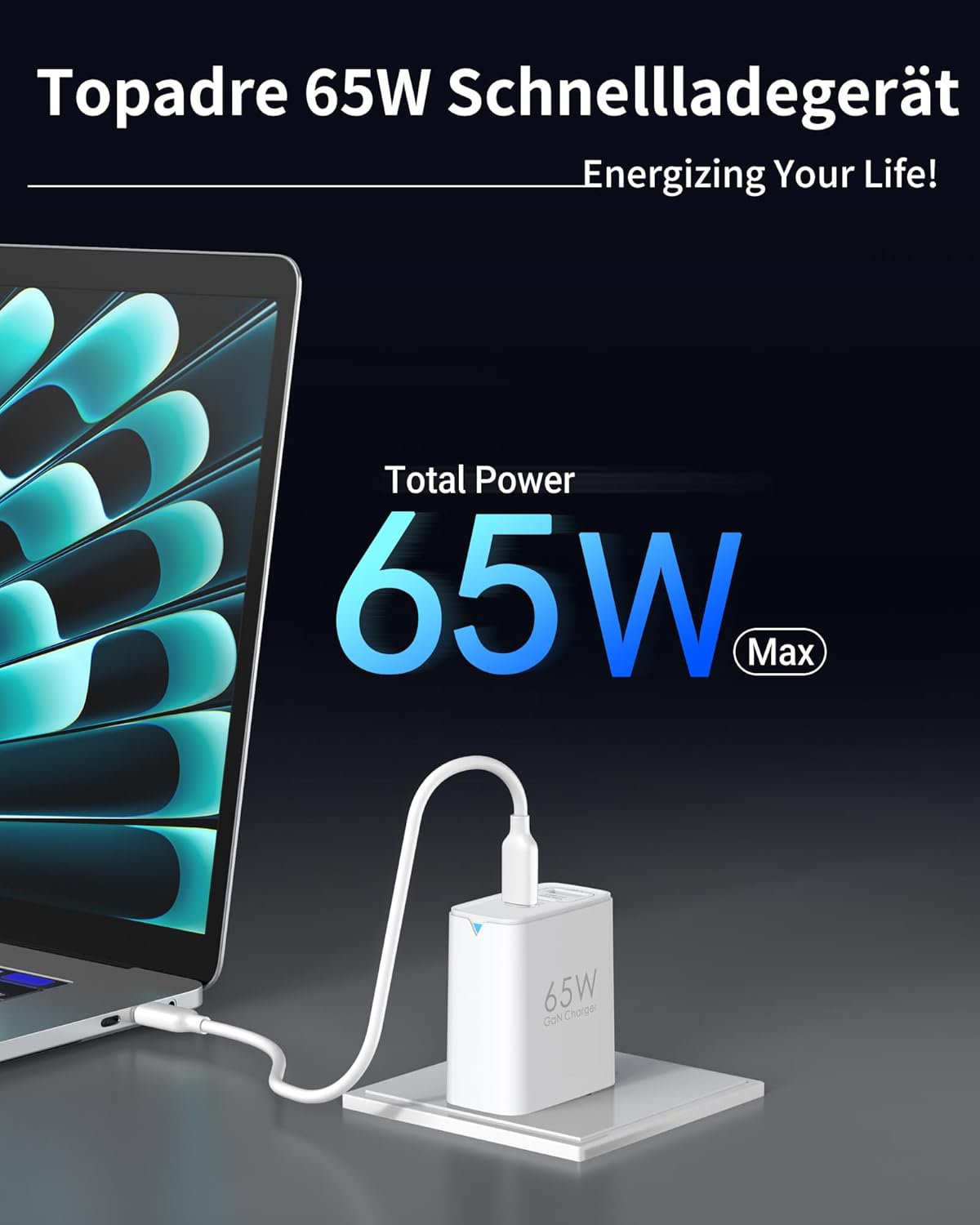 USB C Ladegerät 65W 3-Port USB-C Netzteil PPS Schnellladegerät PD Charger kompatibel mit MacBook Pro/Air, für iPad Pro/Air, für iPhone 16/15, Galaxy S24 Ultra, Pixel, Steam