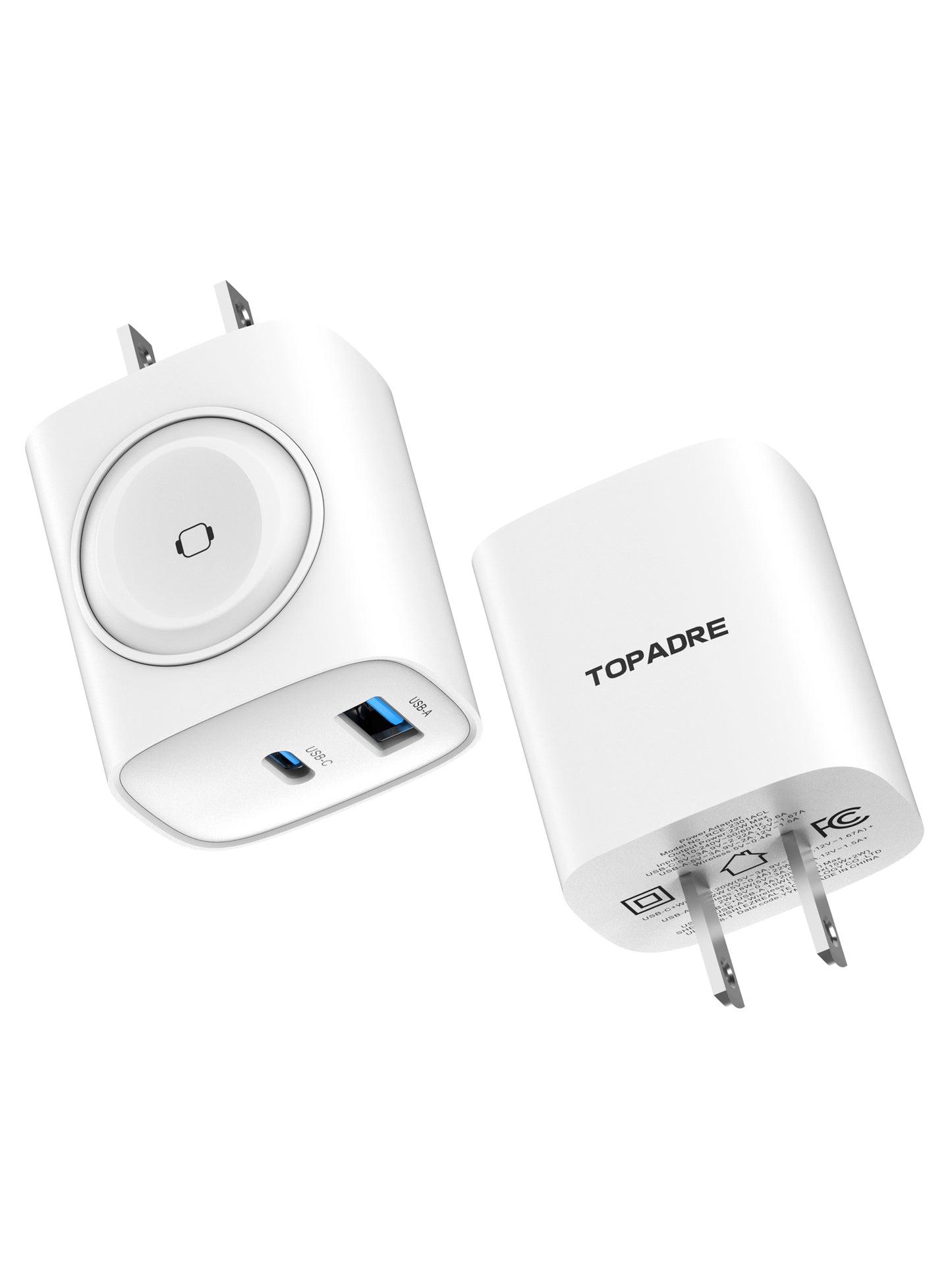 (2PCS)3-In-1 20W Fast Charger:Powerful Magnetic Charging for Apple Watch + USB-C&USB-A Ports | Compact 3-Device Charging Block for iPhone 16/15, iWatch Ultra/9/8/7/6