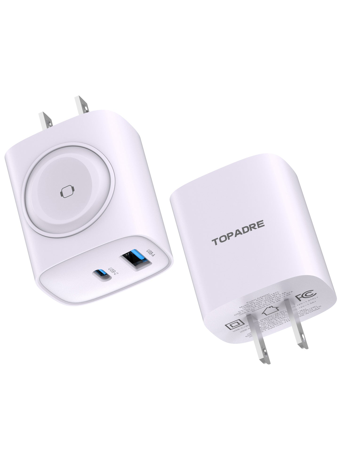 (2PCS)3-In-1 20W Fast Charger:Powerful Magnetic Charging for Apple Watch + USB-C&USB-A Ports | Compact 3-Device Charging Block for iPhone 16/15, iWatch Ultra/9/8/7/6