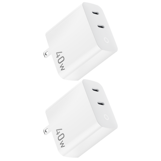 TOPADRE 2PC 40W USB-C PD Fast Charger with Charging Indicator Light, Dual-Port Portable Adapter, Compatible with iPhone 17/16, Samsung Series,
