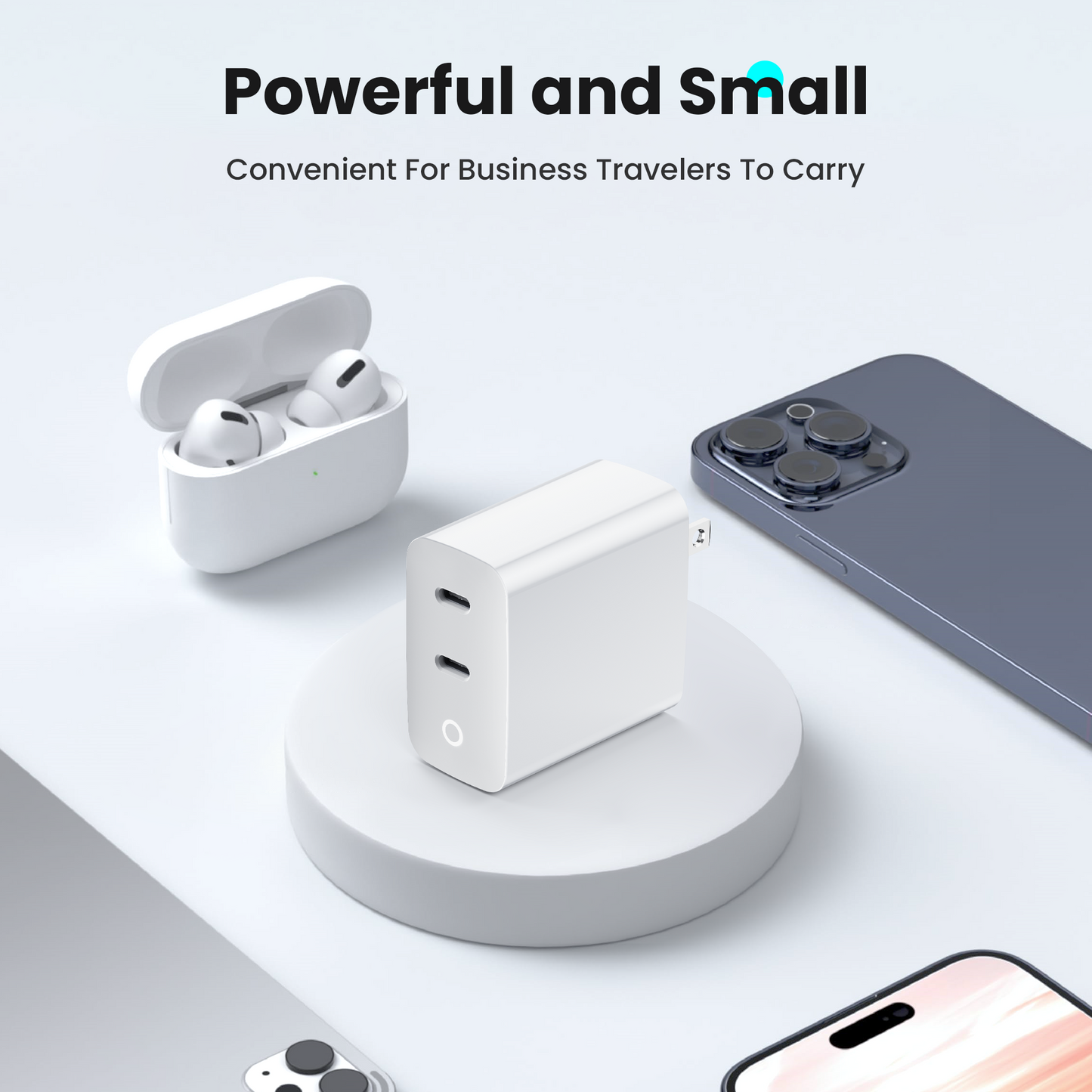 TOPADRE 2PC 40W USB-C PD Fast Charger with Charging Indicator Light, Dual-Port Portable Adapter, Compatible with iPhone 17/16, Samsung Series,