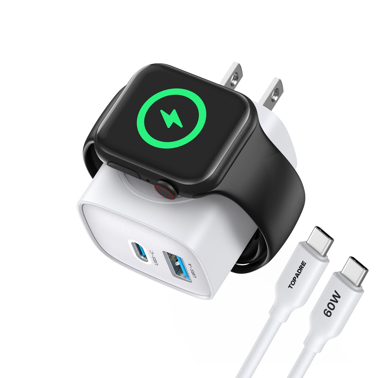 for Apple Watch Charger with 20W Fast Charging Block, 3 in 1 PD USB C Wall Charger Block for iWatch Series Ultra/9/8/7/6, Compatible with iPhone 16/16 Pro/iPhone 15 Series