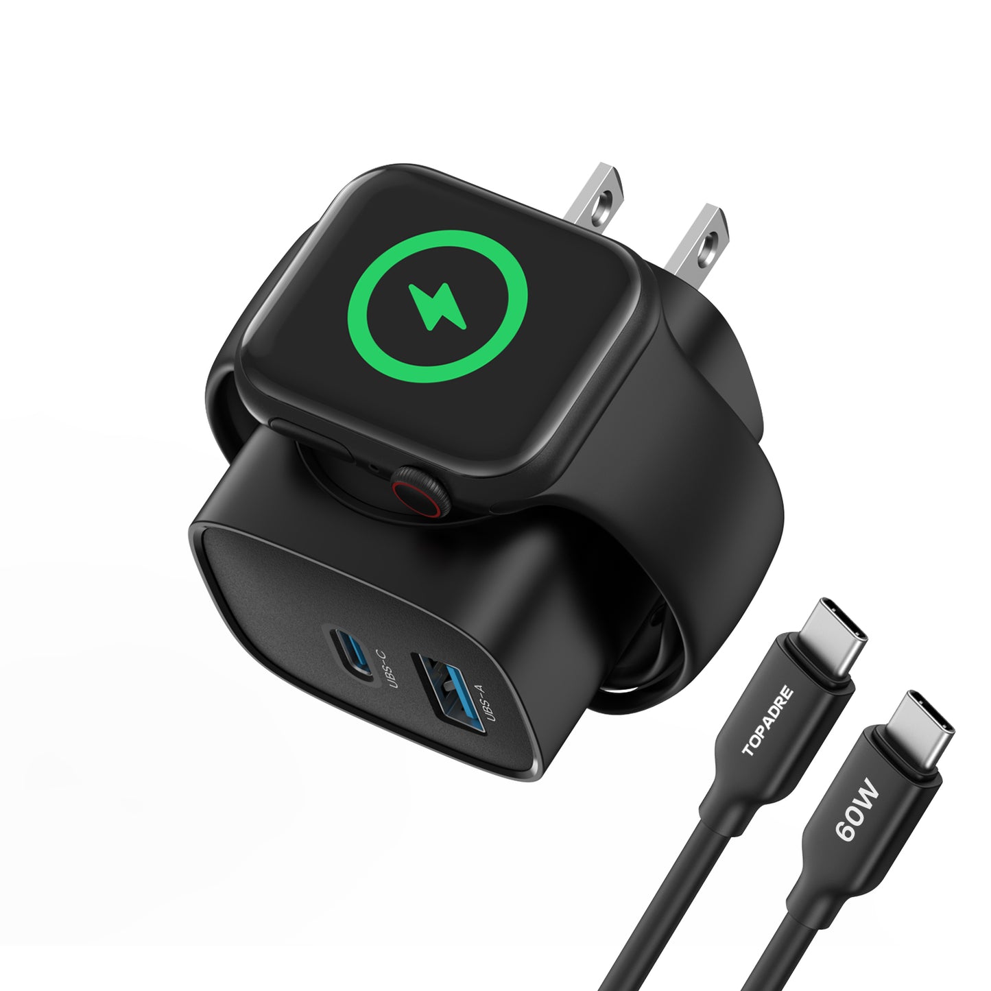TOPADRE 3-in-1 PD USB C Wall Charger Block, 20W Fast Charging Block, Charger for Apple Watch Series 11/10/9/8/7/6, for iWatch Ultra, Compatible with iPhone 16/16 Pro/iPhone 15