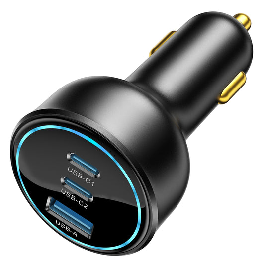 100W USB C Fast Car Charger with Display, PD3.0+QC Type C Car Charger Adapter, Fast Charging for Laptops, MacBook Pro, iPad, iPhone 16/15/Pro Max, Galaxy S24/S23 Ultra Etc.