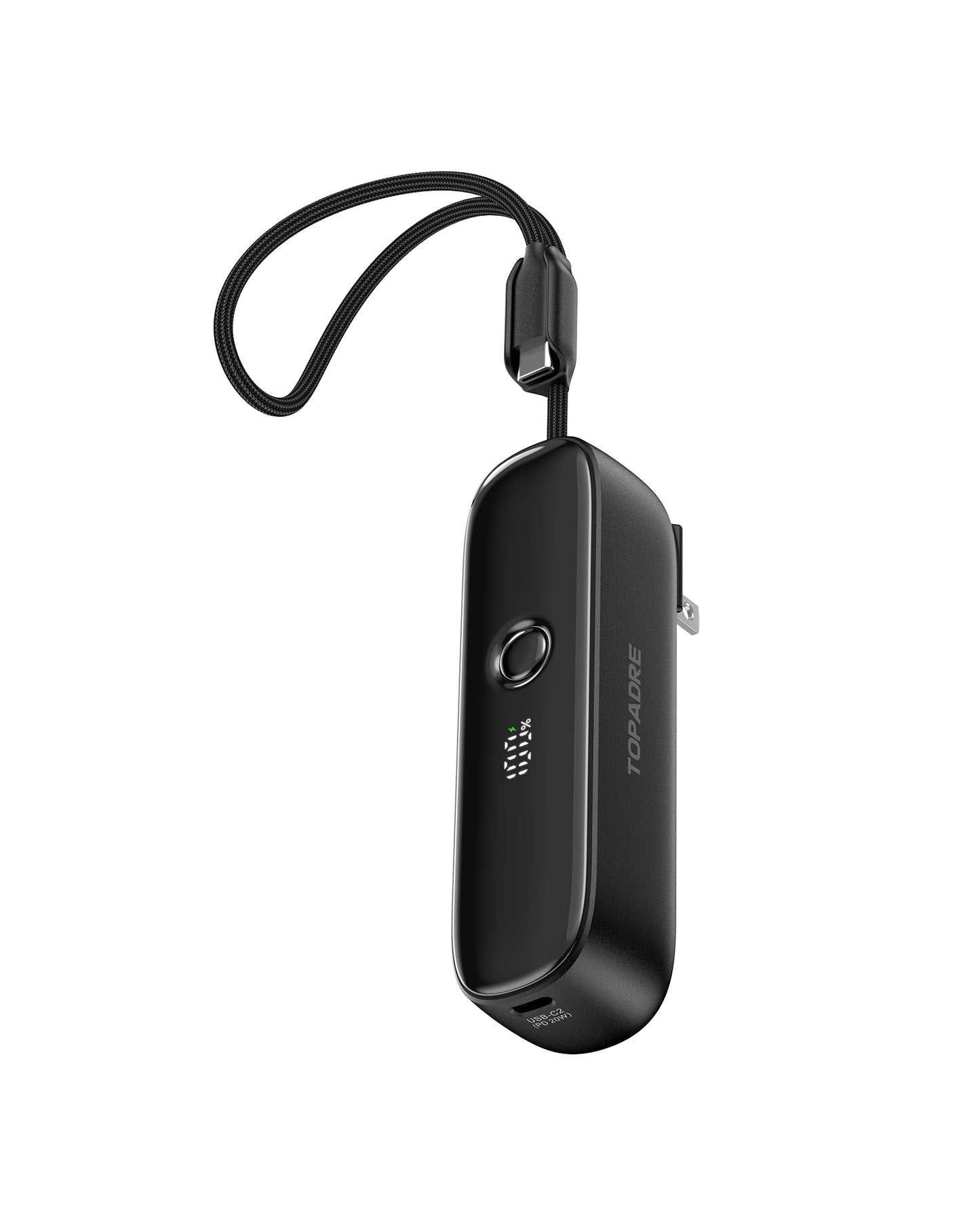 TOPADRE 5000mAh Portable Charger with Built-in AC Plug, 22.5W Fast Charging USB-C Power Bank, LED Display, Dual Device Charging, Compact & Lightweight Battery Pack for iPhone 16/15, Android, iPad and More