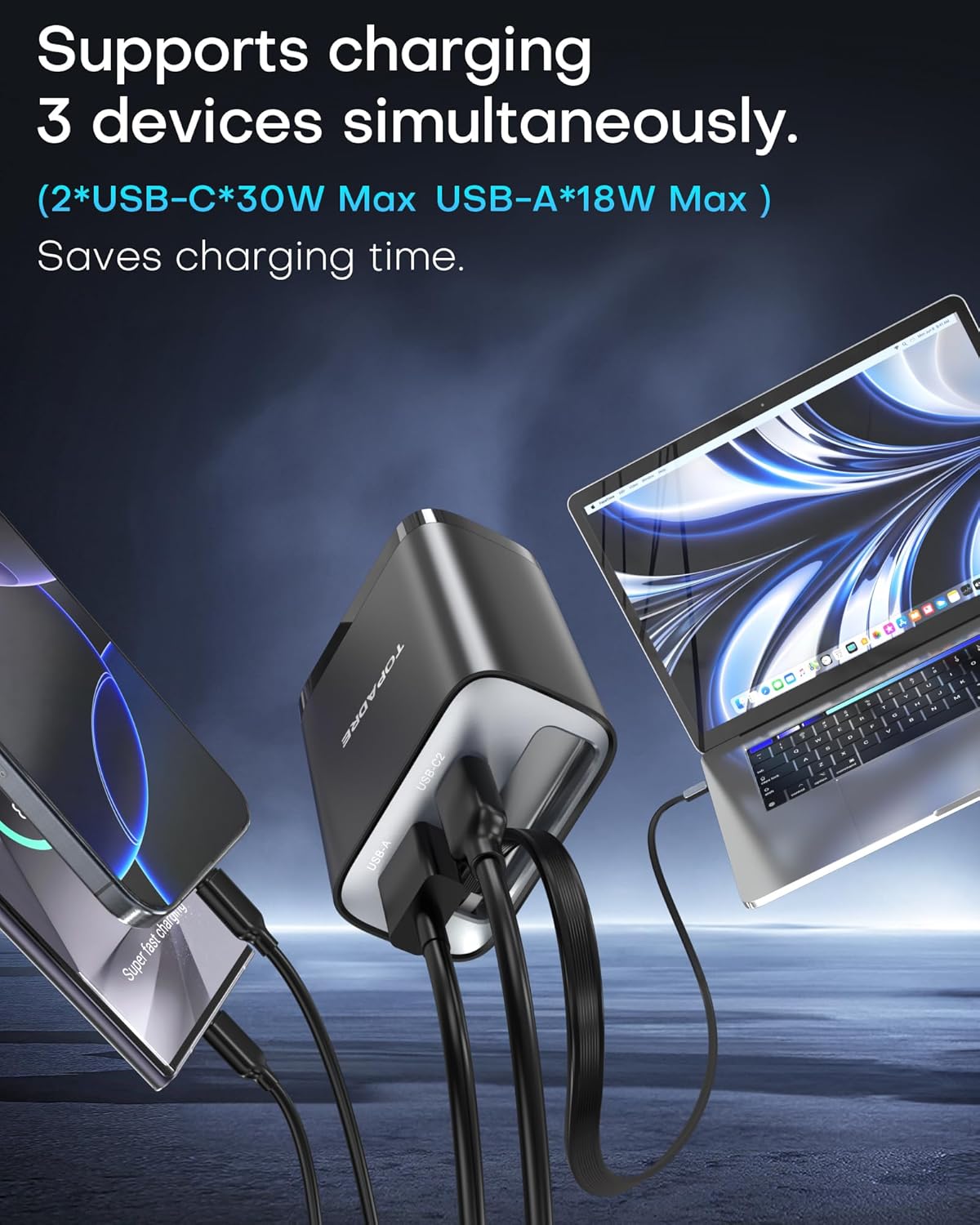 Retractable Wall Charger, 30w PD USB C Fast Charger Block with Foldable Plug Portable Adapter for MacBook Pro/Air, ipad Pro/Air, iPhone 15/16 Pro/Pro Max, for Galaxy S24/S23