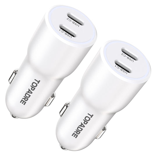 40W car charger, dual USB ports, PD/PPS/QC multi-protocol compatible, suitable for iPhone 16/15, iPad, Samsung