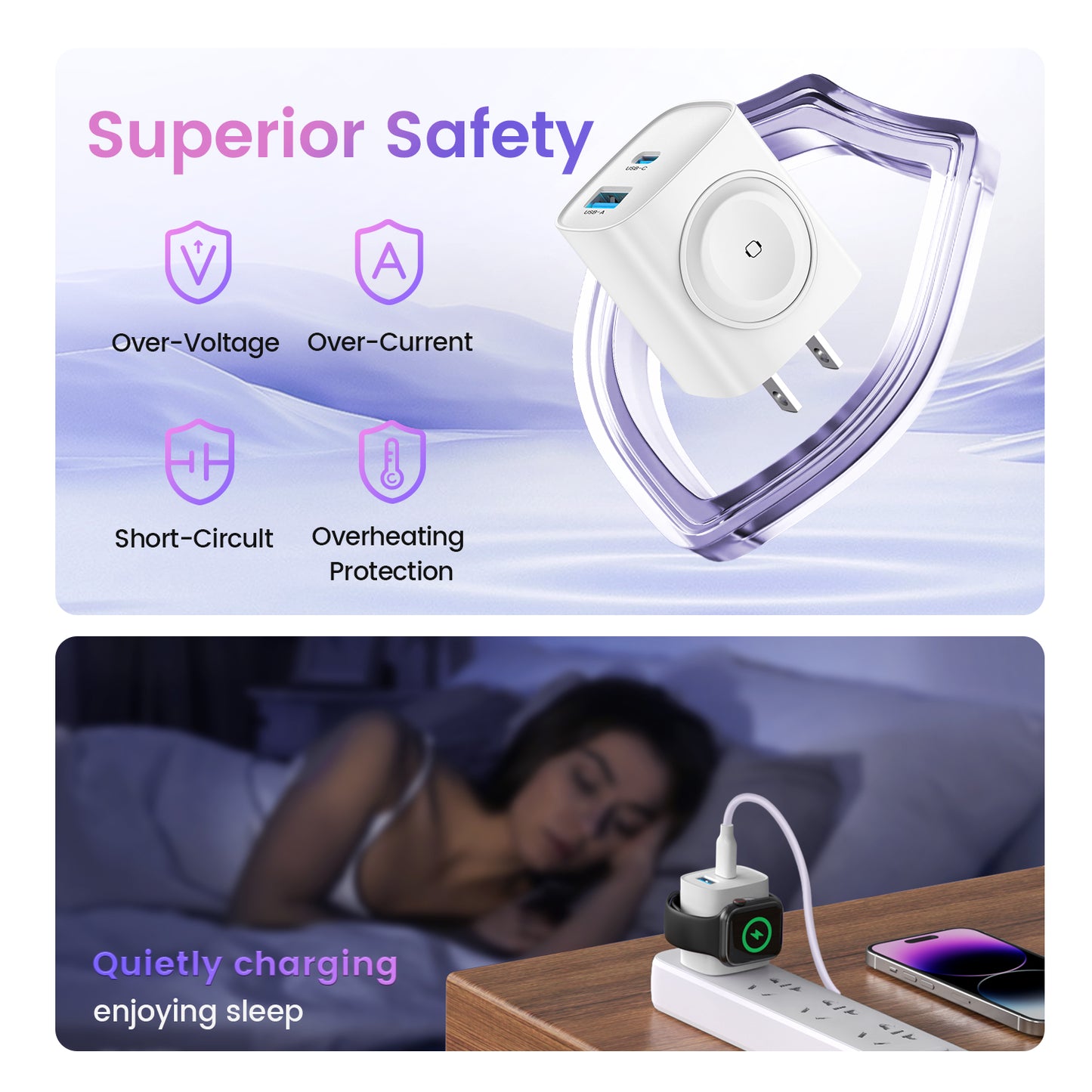 for Apple Watch Charger with 20W Fast Charging Block, 3 in 1 PD USB C Wall Charger Block for iWatch Series Ultra/9/8/7/6, Compatible with iPhone 16/16 Pro/iPhone 15 Series