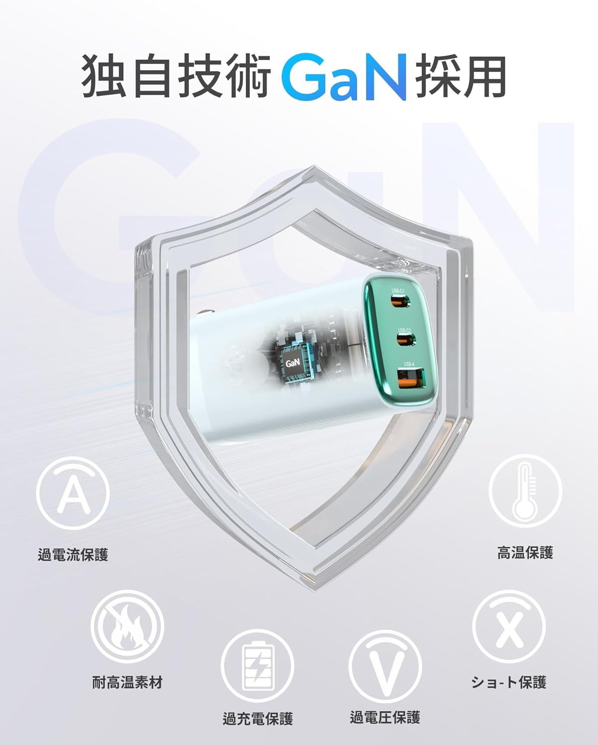 TOPADRE 充電器 65w Type-C PD 急速充電器 USB 3ポート三台同時充 電 [超低温/GaNIII技術/折りたたみ式プラグ] タイプc 充電器 対応MacBook/iPad/Android/Windows PC PSE認証済 PD3.0 対応iphone 16/15/14/13 フルシリーズ対応 青色